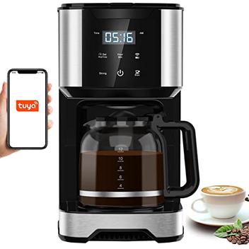 Atomi Smart WiFi Coffee Maker - No-Spill Carafe Sensor, Black/Stainless  Steel, 12-Cup Carafe, Reusable Filter, Customization Features, Control with